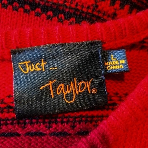 Women L/XL Cottagecore Fairy Retro Preppy Pop Of Red Lacy Holiday Sweater Dress - Picture 9 of 11